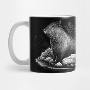 B&W Capybara Mug